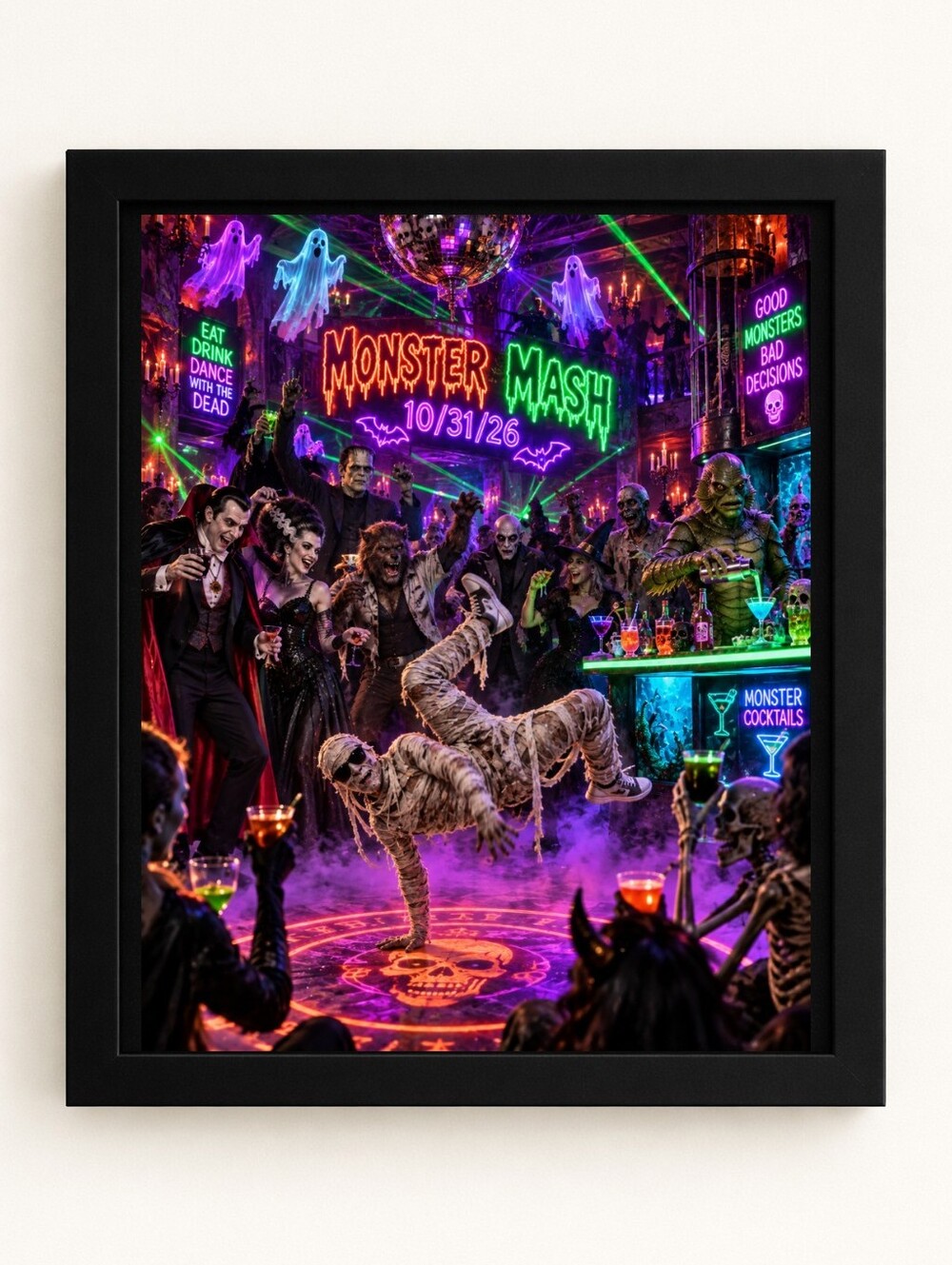 8x10 Frame Monster Mash Halloween A.I. Print